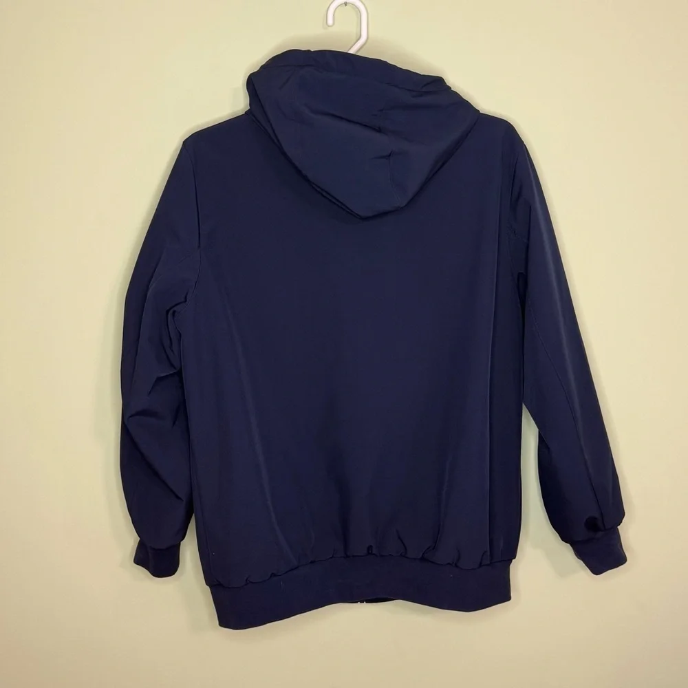 Michael Kors Men XL tall Blue soft shell full zip hooded arm logo Jacket coat